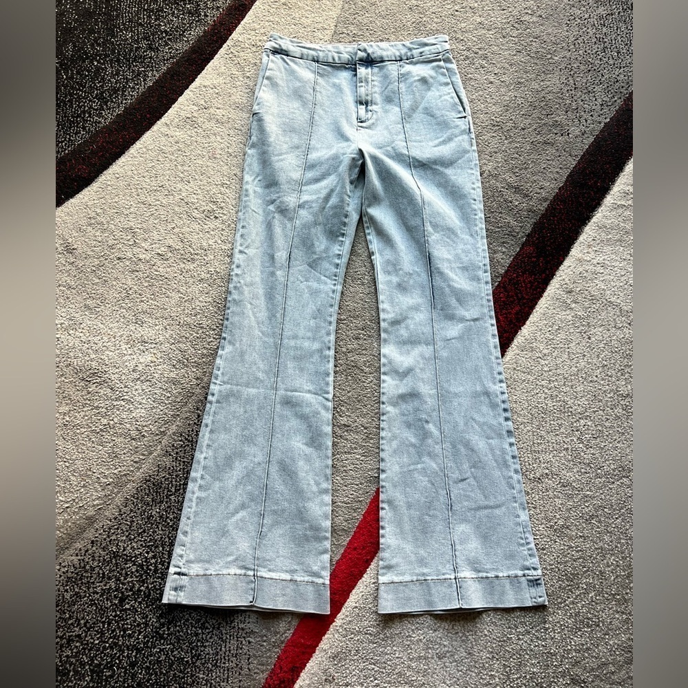 Boston Proper Flare Leg High Waisted Light Wash Jeans